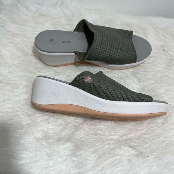 Clarks Green/Pink Step Cali Bay Cloudsteppers Wedge Sandals -- 10W - Picture 5 of 12